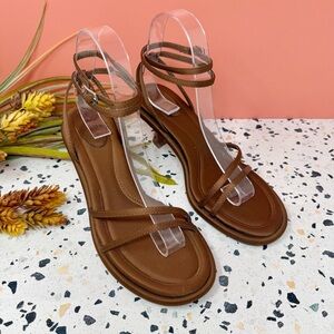 Zara Brown Satin Strappy 90s Women’s Kitten Heel Strappy Sansals Sz 38